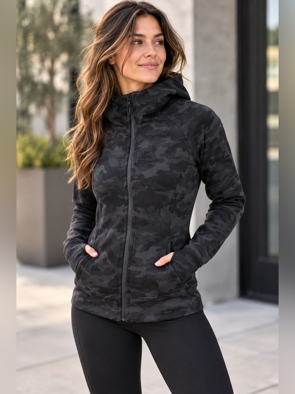 Lululemon Scuba Hoodie Camo Full Zip Hooded Sweatshirt Heritage 365 Size 10